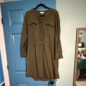 Olive Greed Shirt Dress